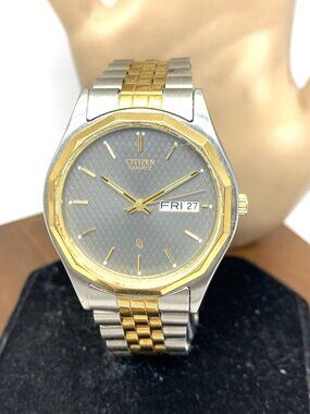 Citizen Men's Watch 6100-K02759 Quartz Gray Dial Two Tone Stainless Steel 35mm